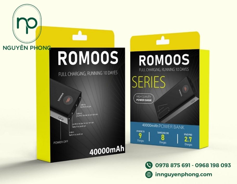 Mẫu hộp giấy đựng sạc dự phòng bế lỗ treo 